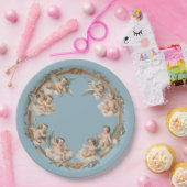 Barokke Cherub Blauwe Gouden Krans Papieren Bord (Feest)