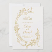 Barokke Chinoiserie gouden trouwfoto Save The Date (Voorkant)