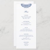 Barokke Crest Franse Blauw Antiek bruiloft Menu (Voorkant / Achterkant)