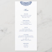 Barokke Crest Franse Blauw Antiek bruiloft Menu (Voorkant)