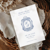 Barokke Crest Franse Blauw Antiek bruiloft Save The Date