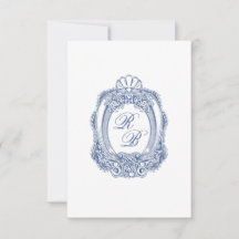 Barokke Crest Franse Blauwe Initialen Antiek bruil