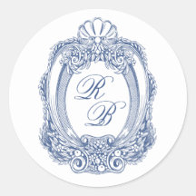 Barokke Crest Franse Blauwe Initialen Antiek bruil