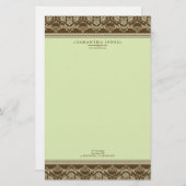 Barokke Damask Designer Stationery:: salie Briefpapier (Voorkant / Achterkant)