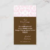Barokke damast in roze/chocoladebruin visitekaartje (Achterkant)
