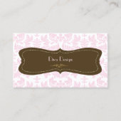 Barokke damast in roze/chocoladebruin visitekaartje (Voorkant)