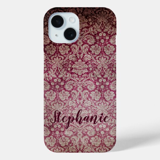 barokke damast wijnpatroonnaam Case-Mate iPhone case (Achterkant)