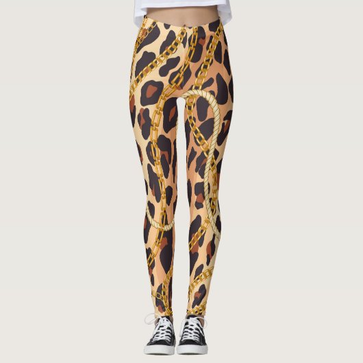 Barokke dierenprint, kettingontwerp leggings (Voorkant)