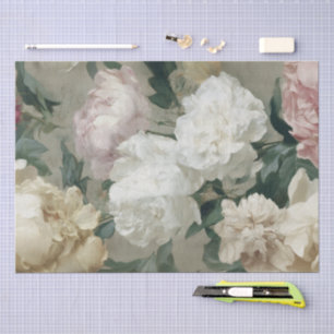 Barokke Elegante Botanische Pastel Bloemen Tissuepapier