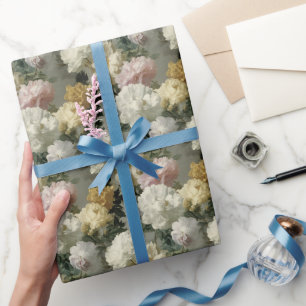 Barokke elegante pastelbloemen cadeaupapier
