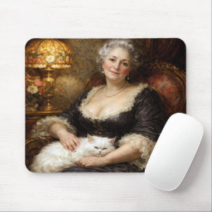 Barokke elegante vrouw met witte kat muismat