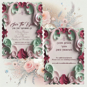 Barokke elegantie Bloemen Motieven Acanthus wervel Save The Date