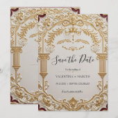 Barokke elegantie Save the Date Uitnodiging (Voorkant / Achterkant)