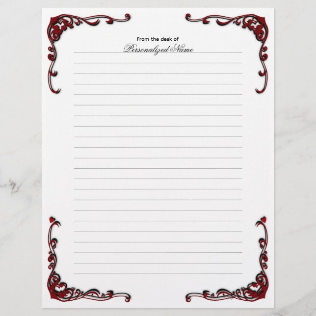 Barokke elegantie - zwart gevoerd briefhoofd (Voorkant)