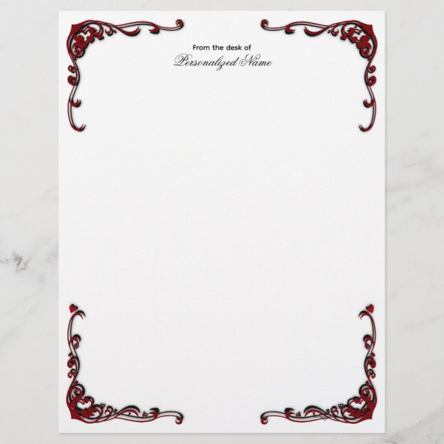 Barokke elegantie - zwart ongevoerd briefhoofd (Voorkant)