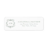 Barokke Floral Crest Green Wedding Retouradres Etiket (Voorkant)