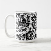 Barokke Floral Pattern op zwart-wit Koffiemok (Links)