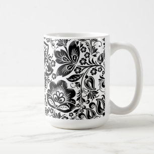 Barokke Floral Pattern op zwart-wit Koffiemok