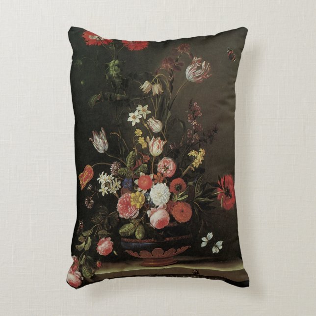  Barokke Floral-stilstaande bloemen in Vase Accent Kussen (Voorkant(Verticaal))
