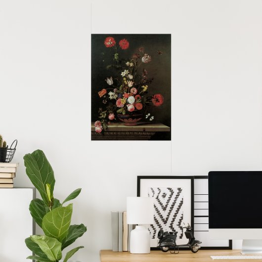  Barokke Floral-stilstaande bloemen in Vase Poster (Thuiskantoor)