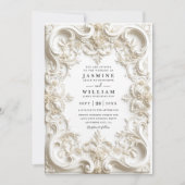 Barokke Gebosseerde Vintage Elegante QR Code Bruil Kaart (Voorkant)