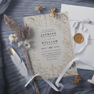 Barokke Gebosseerde Vintage Elegante QR Code Bruil Kaart