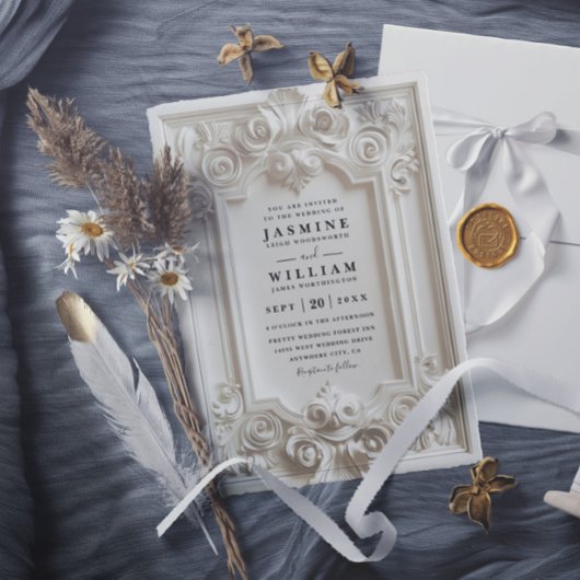 Barokke Gebosseerde Vintage Elegante QR Code Bruil Kaart