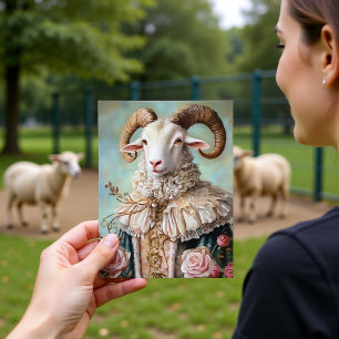 Barokke Geit Koninklijk Blauw Goud Design Briefkaart
