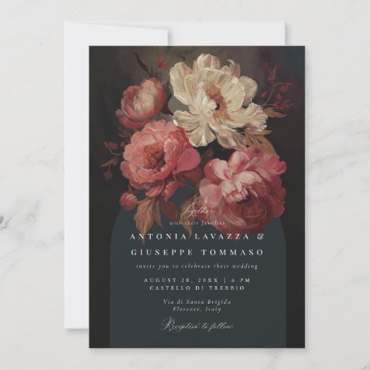 Barokke geschilderde bloemen boog kaart (Voorkant)