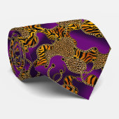 Barokke Glam Dierenprint Op Paars Stropdas (Opgerold)