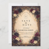 Barokke Gotische Bloemige Bruiloft Save The Date (Voorkant)