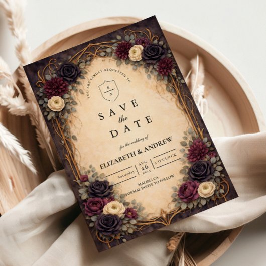 Barokke Gotische Bloemige Bruiloft Save The Date