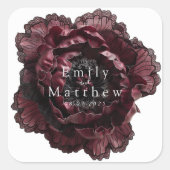 Barokke gotische pioenrozen bruiloft vierkante sticker (Voorkant)