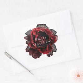 Barokke gotische pioenrozen bruiloft vierkante sticker