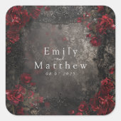 Barokke gotische pioenrozen bruiloft vierkante sticker (Voorkant)