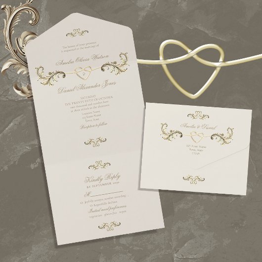 barokke gouden bruiloft all in one uitnodiging