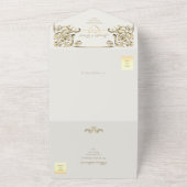 Barokke gouden bruiloft QR-code All In One Uitnodiging (Buitenkant)