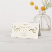  barokke gouden elegante bruiloft plaatskaartje (Achterkant)