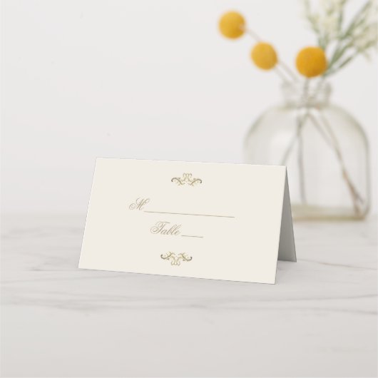  barokke gouden elegante bruiloft plaatskaartje (Voorkant)