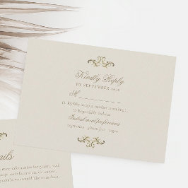 barokke gouden elegante bruiloft RSVP kaartje