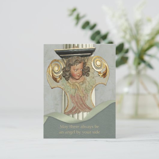 Barokke houtengel CC0340 Verzegelde woorden Briefkaart (Staand voorkant)