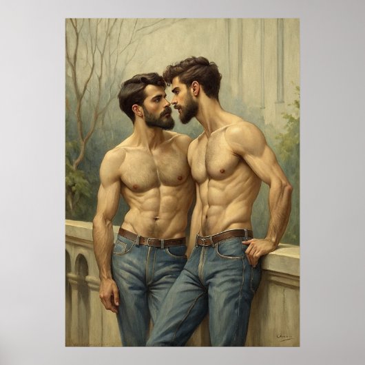 Barokke Intimiteit: De Romantische Blik Poster (Voorkant)