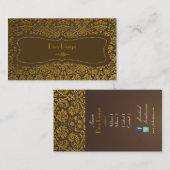 Barokke kant damast / faux goud / kastanje bruin visitekaartje (Voorkant / Achterkant)