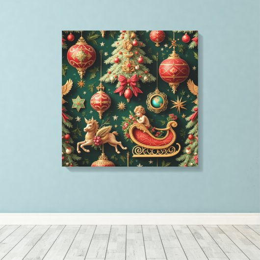  barokke kerst gestrekte canvas Print (Insitu (Houten vloer))