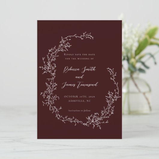 Barokke krans Fine Art Schilderij Bourgondische br Save The Date (Staand voorkant)