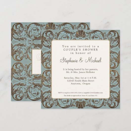  barokke legante stellen tonen blauw in goud kaart (Voorkant / Achterkant)