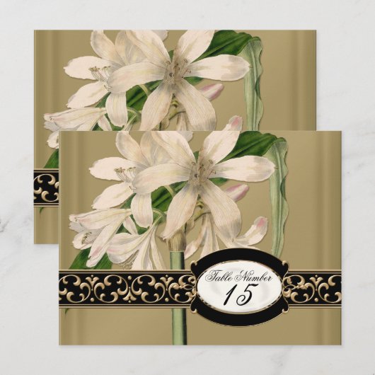 Barokke  Lelie Formele Trouwtafel Nummers Briefkaart (Voorkant / Achterkant)