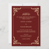 Barokke lijst goud script bordeauxrood nikah-cerem kaart (Voorkant)
