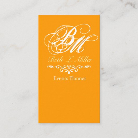  Barokke Luxurous    TypeMonogram Oranje Visitekaartje (Voorkant)