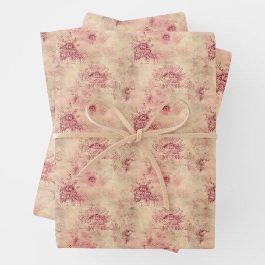  barokke marsala en gouden damast inpakpapier vel (In situ)